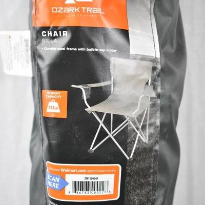 Camp Chair, Gray, by Ozark Trail. Includes Bag - New
