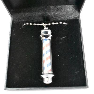 Barber Pole Necklace or Keychain, by MD. Includes Box - Retail $20 - New