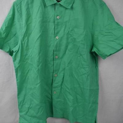 Tommy Bahama Men's Short Sleeve Button Up Shirt, Green, Linen, Large - New