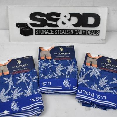 US Polo Assn Comfort Stretch Boxer Briefs Large/36-38 Blue & White Qty 3 - New