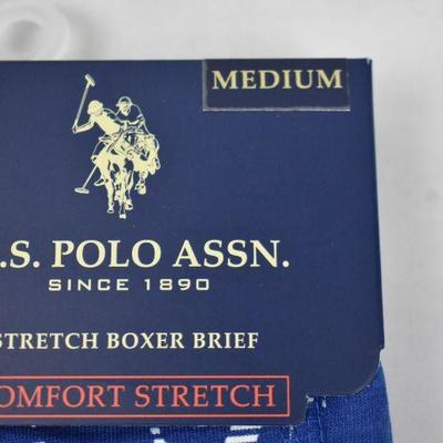 US Polo Assn Comfort Stretch Boxer Briefs Medium/32-34 Blue & White Qty 2 - New