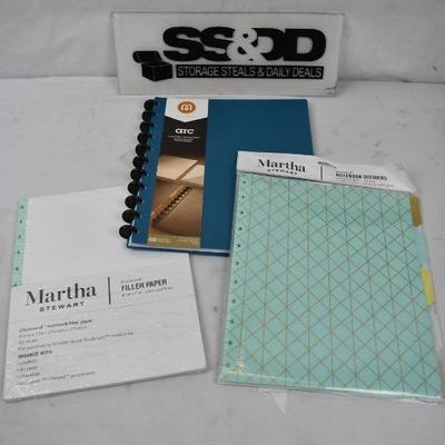 3 pc Discbound Notebook w/ Martha Stewart Filler Paper & Notebook Dividers - New