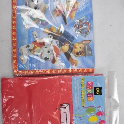 Party Lot: Easter, Polka Dots Bags, Paw Patrol, Red Tablecloth - New