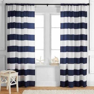 Navy & White Stripes Curtain Panels BH&G, Set of 2, 52x63