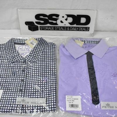 2 Men's Shirts by Peter Millar, Size XL. 1 Plaid, 1 light purple - New