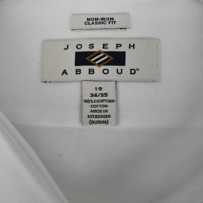 White Dress Shirt, Men's sz 19 34/35 by Joseph Abboud - New