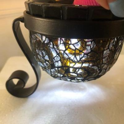 Party lite candle holder  - brown glass gold tones 