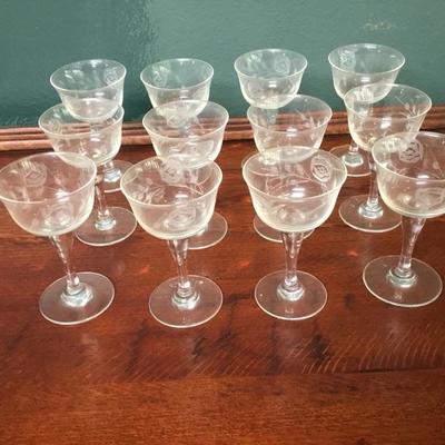 F-122 12 Crystal liquor cocktail glasses