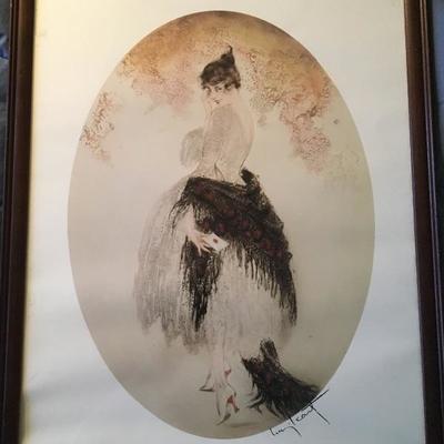 Louis Icart Vintage Signed Print of Lady Standing