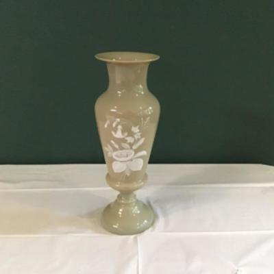 F-126 Glass Applied Floral Painting Vase