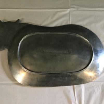 F-136 Vintage Large Aluminum Cow Design Serving Platter