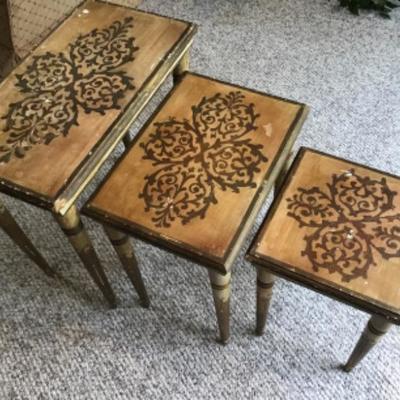 F-147 Vintage Italian Wood Nesting Tables