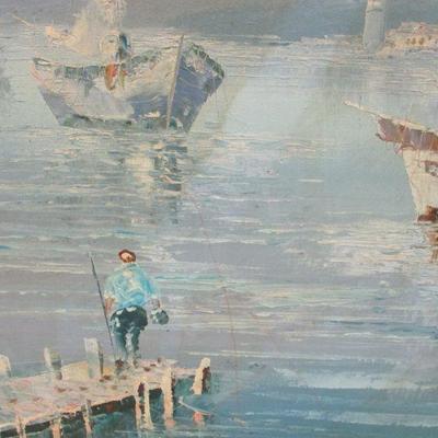 Lot 1 - Oil Painting - Fishing Boats