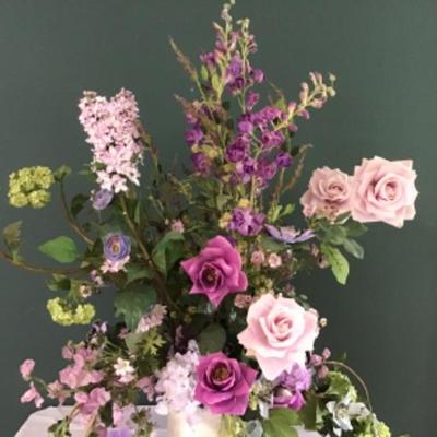 F-157 Large Silk Flowers in Ceramic Vase