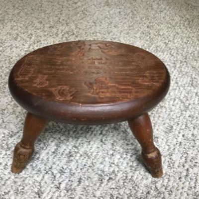 F-159 Vintage Wooden Milk Stool 