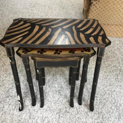 F-160 Safari Design Wood Nesting Tables