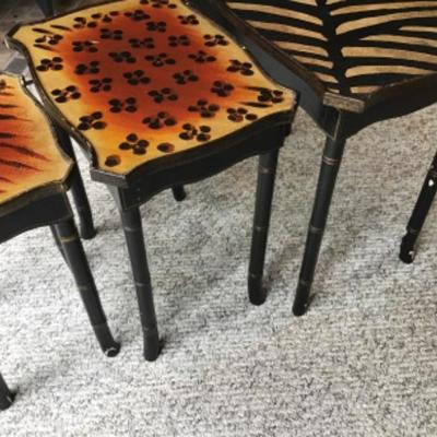 F-160 Safari Design Wood Nesting Tables