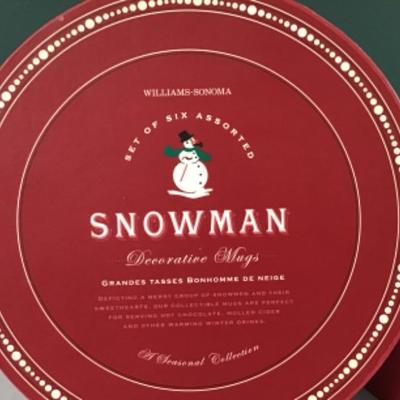 F-161 Williams-Sonoma Snowman Mugs Set of 6 Assorted Designs