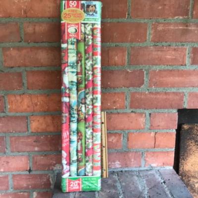 Vintage Unopened Package of Christmas Wrapping Paper 4 Rolls