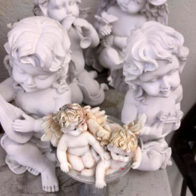 Garden Art Lot #9 ANGELS figurines, 7 pc lot