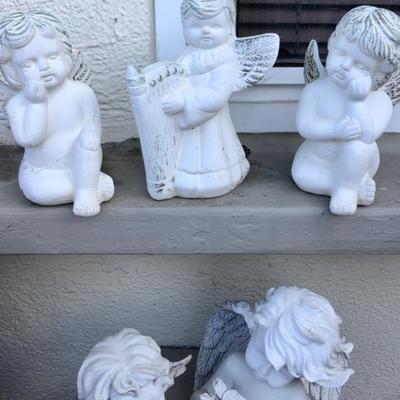 Garden Art Lot #9 ANGELS figurines, 7 pc lot