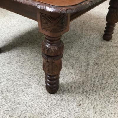 F-165 Antique Heavily Carved Antique Wood Dining Table - No Chairs/Table Only