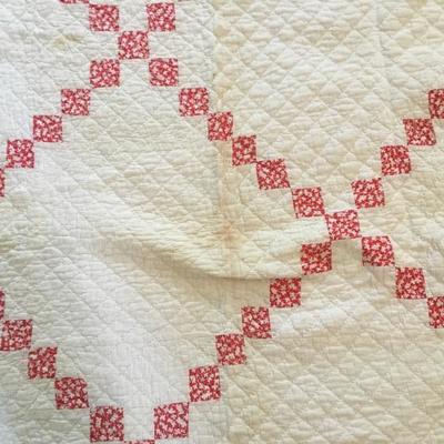 L-107 Antique red and white Irish quilt