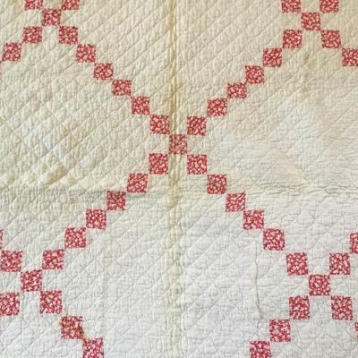 L-107 Antique red and white Irish quilt