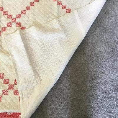 L-107 Antique red and white Irish quilt