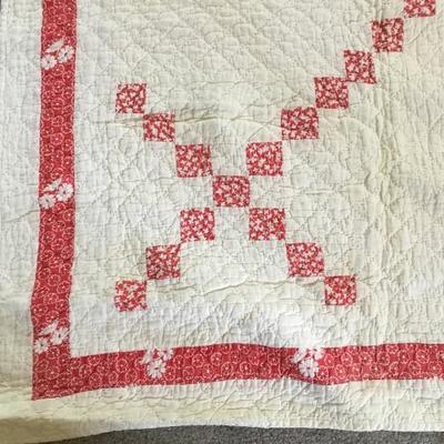 L-107 Antique red and white Irish quilt