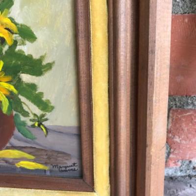 Painting, framed, daisies, artist Margaret Graves