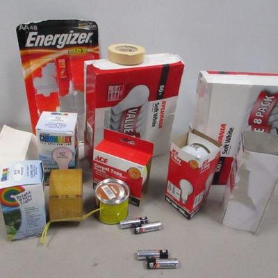 Lot 33 - Light Bulbs - Carpet Tape - Plastic Wood