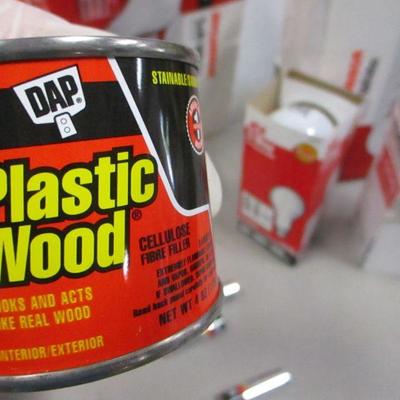Lot 33 - Light Bulbs - Carpet Tape - Plastic Wood