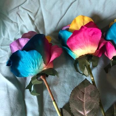Silk Flowers, rainbow multi-color