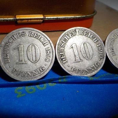 3- 1800's Deutsches Reich / 10 Pfennig's./ 1890/1895/ 1875