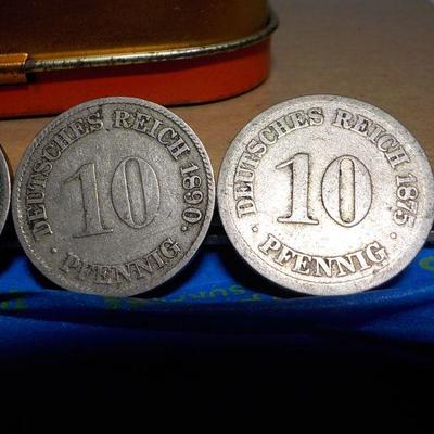3- 1800's Deutsches Reich / 10 Pfennig's./ 1890/1895/ 1875