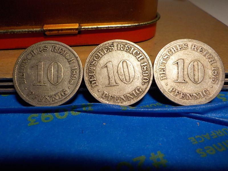 What Is 3 Of 1800 3- 1800's Deutsches Reich / 10 Pfennig's./ 1890/1895/ 1875