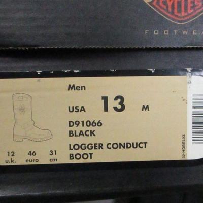 Lot 49 - Harley Davidson Men's Black Leather Logger Conductor Boots Size 13 M