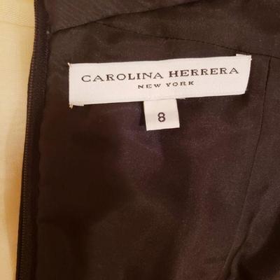 Carolina Herrera silk Organza black/cream color block strapless w/button side details