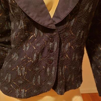 Anne Fontaine Paris Black Eyelet Bell Sleeve Jacket top