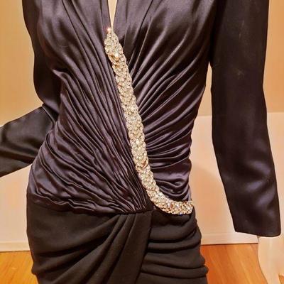 Vtg Vicky Tiel Paris Couture silk dress Swarovski crystals Saks 5th Avenue