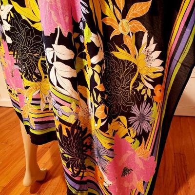 Trina Turk Pareo Collection Floral crepe Rainbow design Tassels