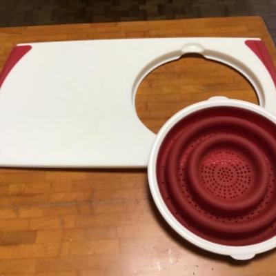 K-109 Over The Sink Kitchen Chop Board & Strainer 