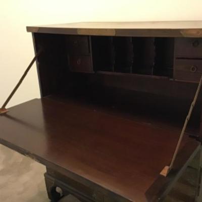B1-101 Vintage Korean Drop Front Desk with Hidden Compartment