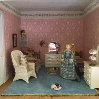 B1-107 Large 2 Story Doll House - Fully Furnished & Decorated with Family & Dog