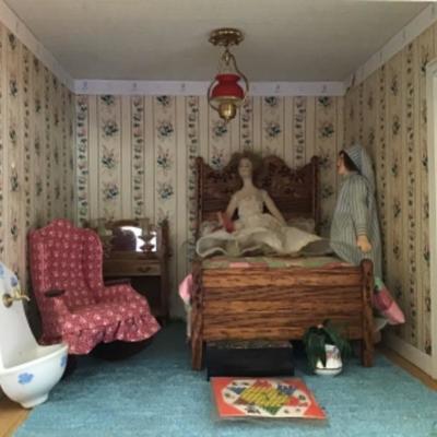 B1-107 Large 2 Story Doll House - Fully Furnished & Decorated with Family & Dog