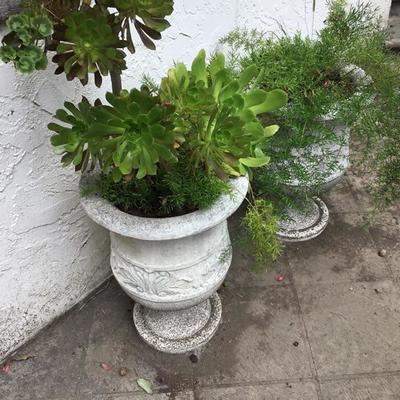 P-108 Pair of plastic planters with plants