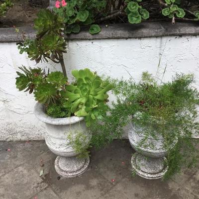 P-108 Pair of plastic planters with plants