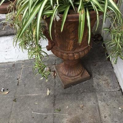 P-110  Composite terra-cotta looking planter with plants