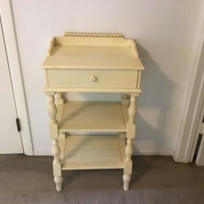 B3-103 Vintage Tall White Nightstand 